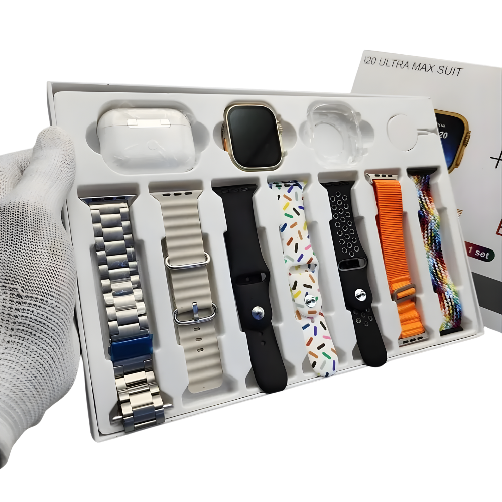 I20 Ultra Smart Watch with 7 Straps & Earbuds - View 4